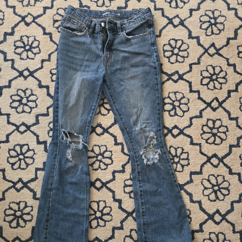 Old Navy Blue Flare Distressed Jeans